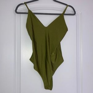 Used Green Satin Bodysuit